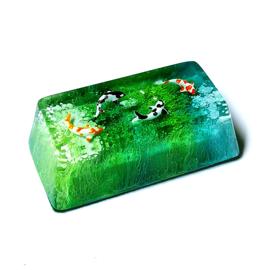 Green Koi Fish Backspace Artisan Handmade Keycap