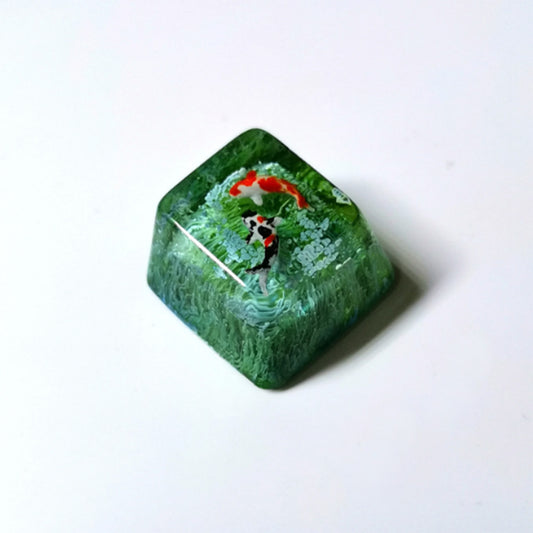 Green Koi Fish Handmade Artisan Keycap