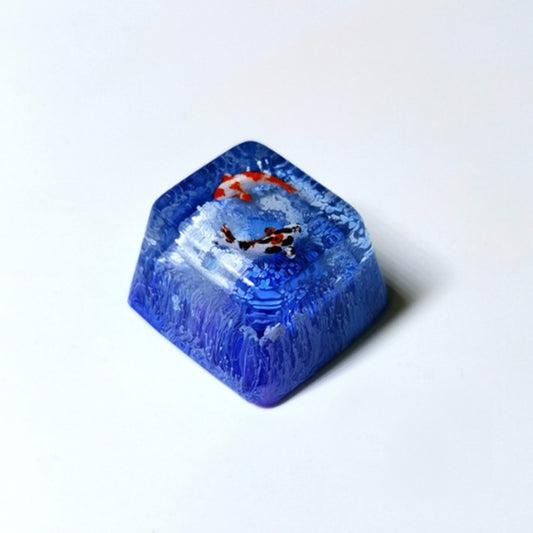 Blue Koi Fish Resin Artisan Handmade Keycap