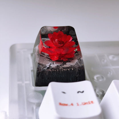 Red Flower Resin Artisan Handmade Keycap